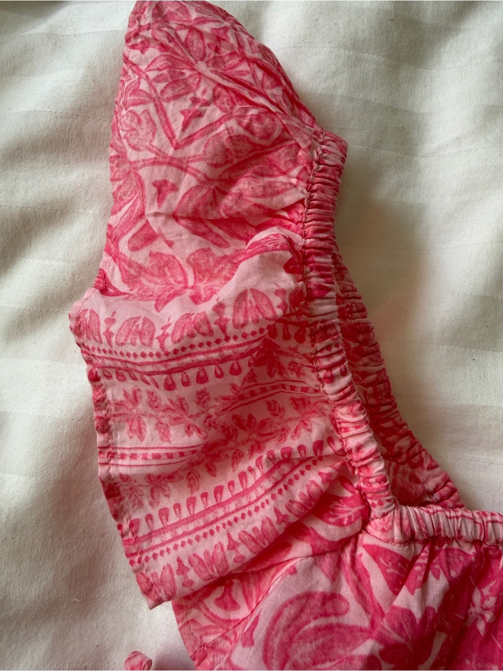 Vineyard Vines Midi Dress-Pink Cotton Smocked Ruffle Square-Neck - Picture 12 of 12